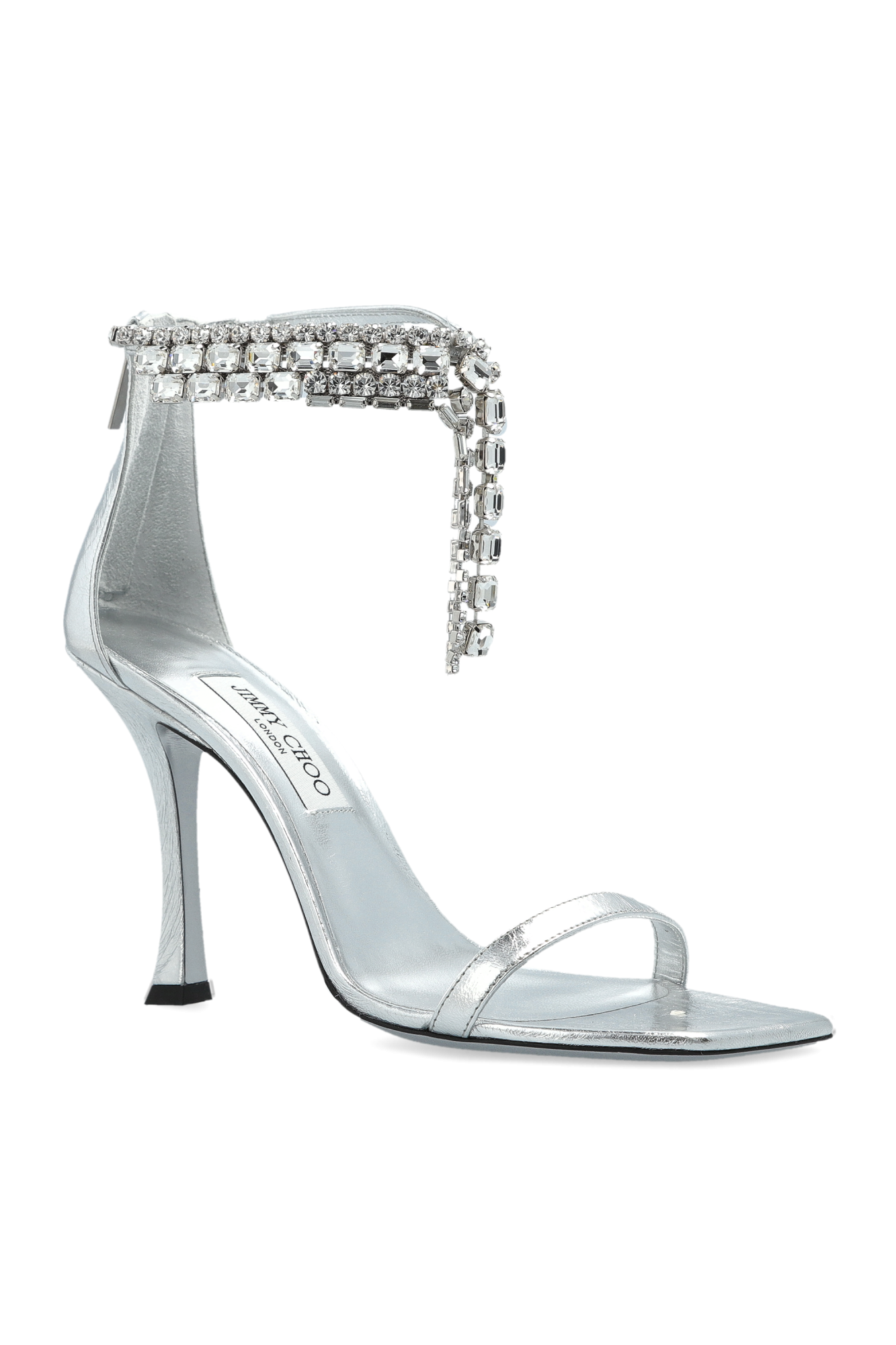 サンダル・ミュール Jimmy Choo SANDAL (VERITYSANDAL100BYK SILVER) Verity Sandal 100 | Silver Vintage Metallic Leather Sandals